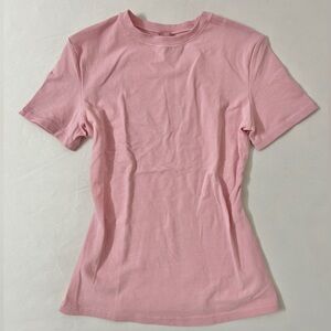 SKIMS Crew Neck Short Sleeve Cotton Jersey T-shirt Top Pink Halite
